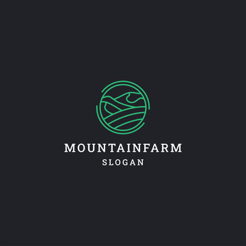 Mountain farm logo icon flat design template