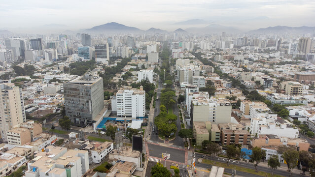 Aerial view of the San Isidro district in Lima.