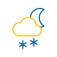Cloud with snow moon vector icon. Weather sign