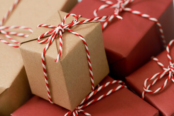 gift box red  new year Packed present container