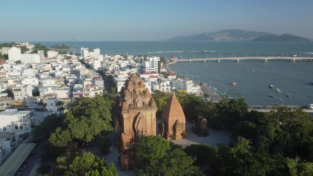 Aerial view of Po Nagar Cham Towers, Nha Trang, Vietnam