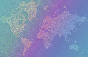 Holographic polka dot textured world map
