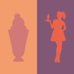 silhouette waitress and coctail