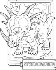 coloring book for children, prehistoric dinosaur styracosaurus, funny illustration, design © fargon