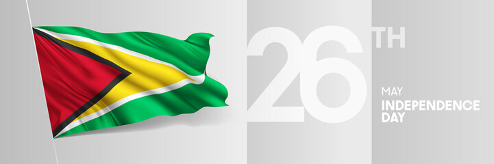 Guyana happy independence day greeting card, banner vector illustration