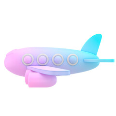 Airplane cartoon style 3d rendering. Airplane icon.