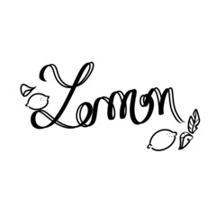 Fruit Lemon lettering on white background 