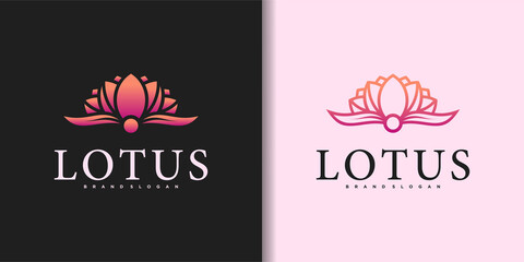 Modern lotus flower logo with luxury colour style Premium Vector