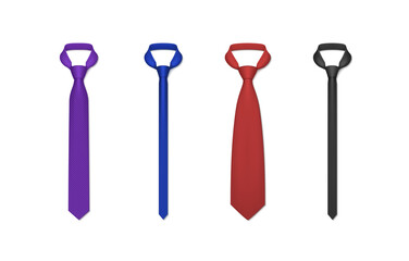 Collection realistic tied men s ties vector fashionable male wardrobe accessory for collar attaching
