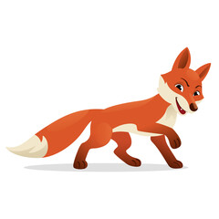 Fox in cartoon style. Fox vector illustration, character design.