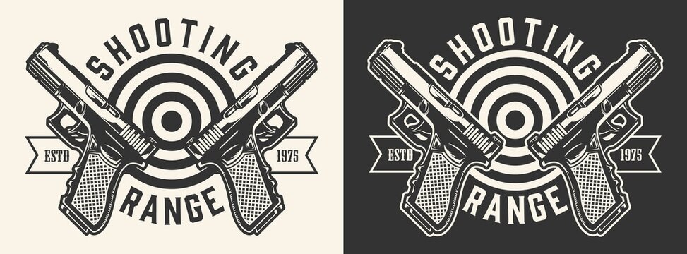 Shooting range monochrome emblem vintage