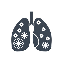 Lungs Infection related vector glyph icon. Lungs with infection inside. Lungs Infection sign. Isolated on white background. Editable vector illustration