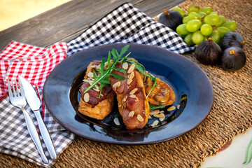 toasted bacon and banana plated serving