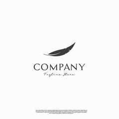 simple feather logo design on isolated background