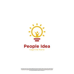 people idea logo design icon template, lightbulb with people logo design modern concept