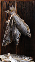 Dried fish on the board