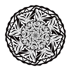 Circle shape of Mandala pattern, black and white for painting or decoration.