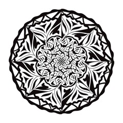 Circle shape of Mandala pattern, black and white for painting or decoration.