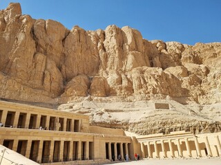 Partial view of the mortuary temple of Queen Hatshepsut in Luxor, Egypt.