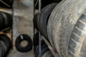 use car tires on the shelf in stock