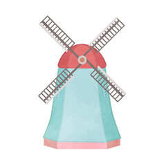 Illustration of a cute spinning windmill 01