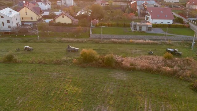 Action in occupied Europe. Second World War two struggle fight for freedom against enemy. Liberation of people from invaders. Historical reenactment World War II partisan battle. Allied soldiers unit