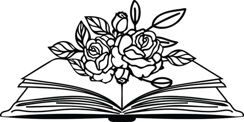 Floral Book Reading Vector Illustration File