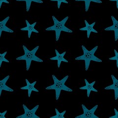 Summer seamless sea star pattern for fabrics and textiles and packaging and linens and kids and wrapping paper