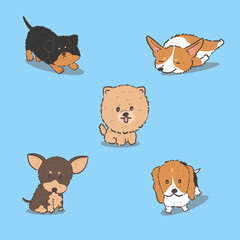 Happy small cute cartoon dog premium set
