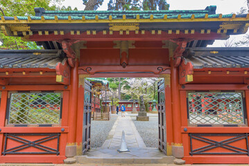 West Gate of the Nezu Shrine in Tokyo, Important Cultural Property of Japan.