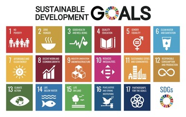 Icon set related to SDGs - obrazy, fototapety, plakaty