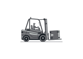Line vector design of modern counterbalance forklift.	