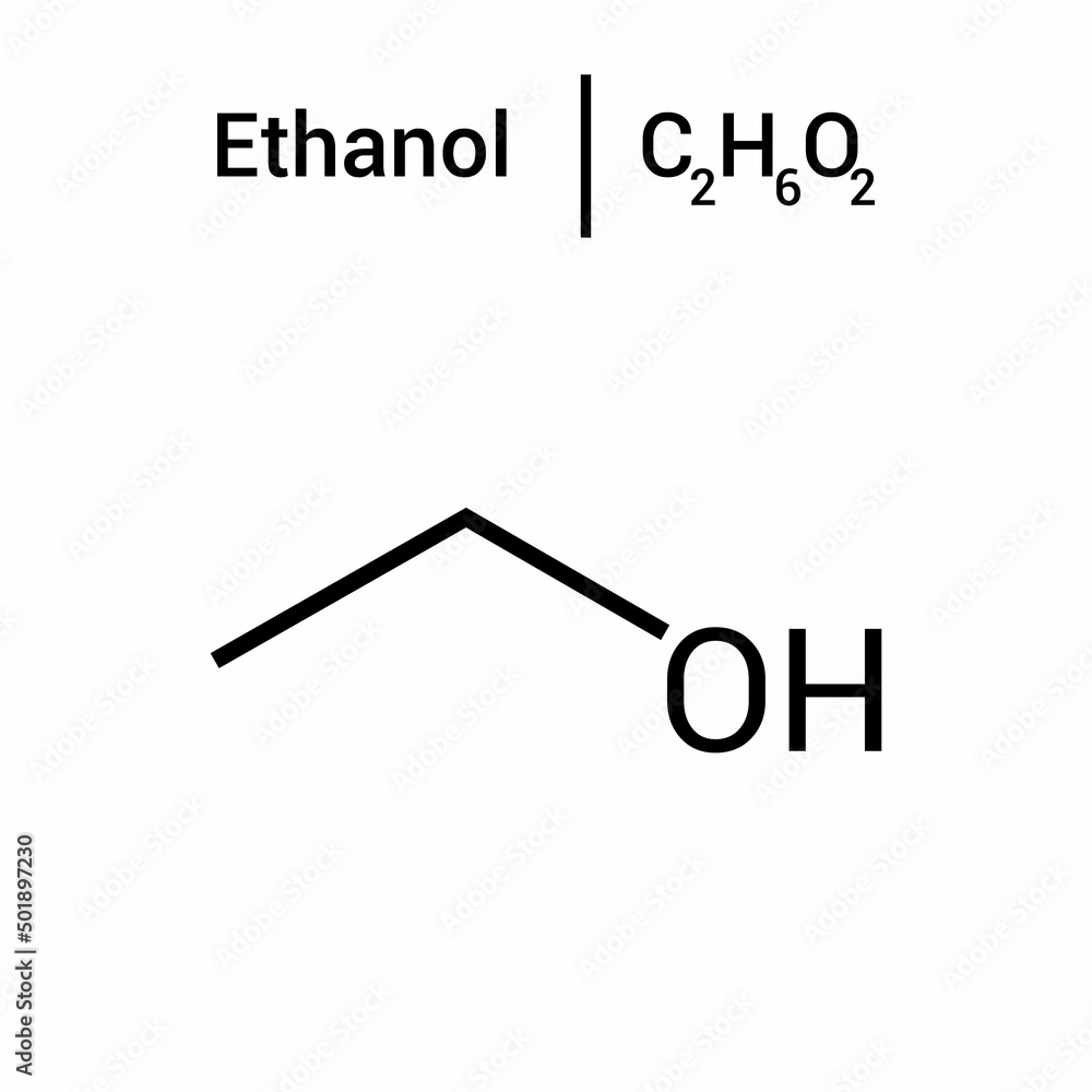 Sticker chemical structure of ethanol (c2h6o)