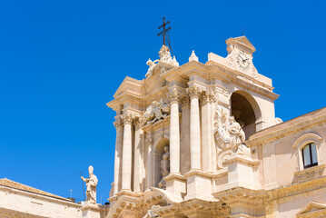 Obraz premium Close up detail of the Baroque Cathedral of Ortygia, Syracuse, Sicily. 