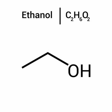 chemical structure of ethanol (C2H6O)