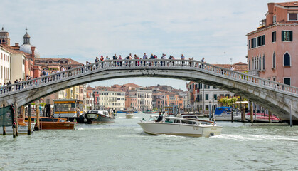 View of the Grand Canal and Ponte degli Scalzi in Venice, Dome of San Simeon Piccolo's Church in...