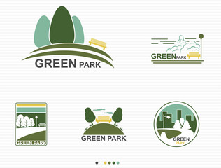 Green Park Nature In City Logo Set - Vector