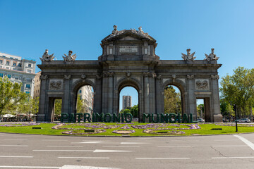 Fototapeta na wymiar Madrid, Spain - April 16, 2022: Puerta de Alcalá, Madrid