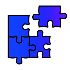 Vector format puzzle icon in blue color.