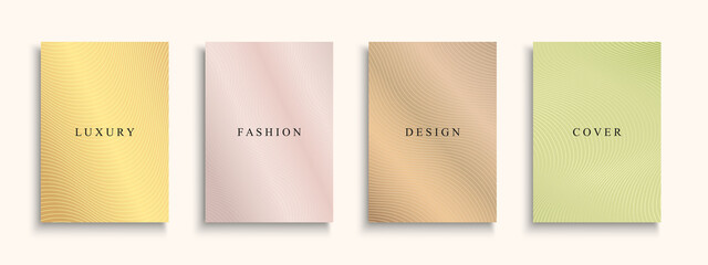 Collection of bright colorful gradient covers, templates, backgrounds, placards, brochures, banners, flyers and etc. Elegant striped posters. Fashion trendy design