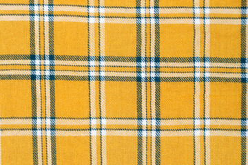 yellow checkered flannel material for textile background - obrazy, fototapety, plakaty