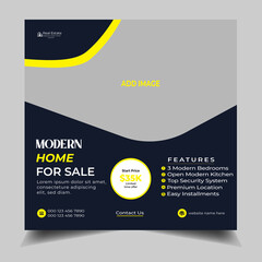 Modern home for sale, instagram, web ads, and social media post template design, in fully editable.