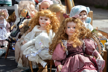 Castelnuovo don Bosco, Piedmont, Italy -04/25/2022- The annual antiques and vintage market