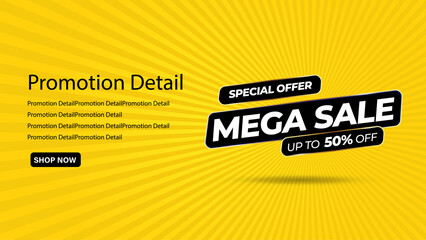 Sale banner template design, Mega sale special offer. 