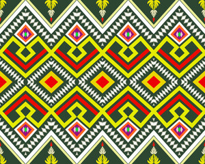 Abstract ethnic geometric tribal motif Aztec patterns colorful design for background, wallpaper, clothing, wrapping, fabric, home appliances, Vector illustration.