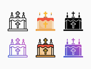 Altar icon set with different styles. Style line, outline, flat, glyph, color, gradient. Editable stroke and pixel perfect. Can be used for digital product, presentation, print design and more.