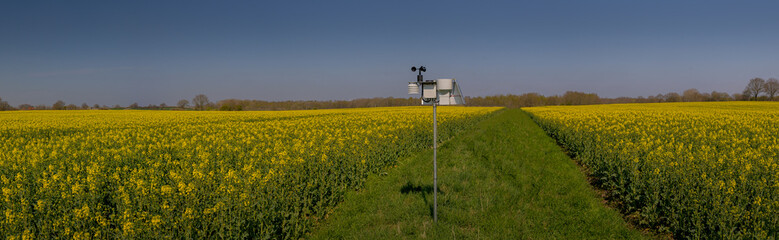 Smart agriculture and smart farm technology. Meteorological instrument used to measure the wind...