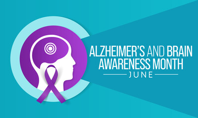 Alzheimer's and Brain awareness month is observed every year in June. it is an irreversible, progressive brain disorder that slowly destroys memory and thinking skills. Vector illustration