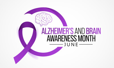 Alzheimer's and Brain awareness month is observed every year in June. it is an irreversible, progressive brain disorder that slowly destroys memory and thinking skills. Vector illustration