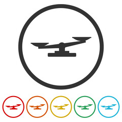 Mechanical scales balance icon set isolated on white. Set icons colorful